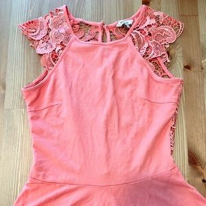 RW & Co coral lace peplum shirt